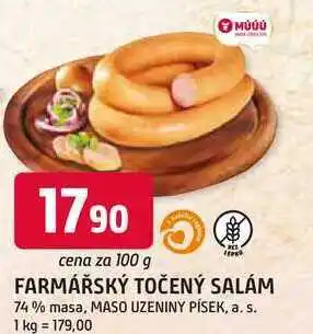 Trefa FARMÁŘSKÝ TOČENÝ SALÁM 74% masa, 100g nabídka