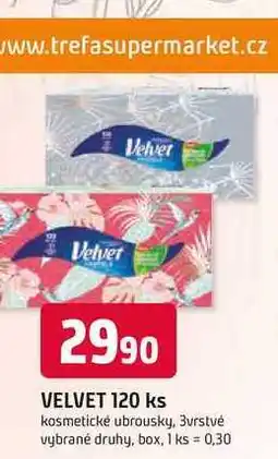 Trefa VELVET 120 ks kosmetické ubrousky, 3vrstvé vybrané druhy, box nabídka