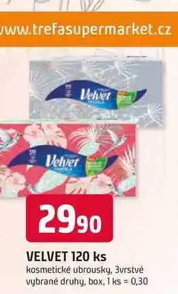 Trefa VELVET 120 ks kosmetické ubrousky, 3vrstvé vybrané druhy, box nabídka