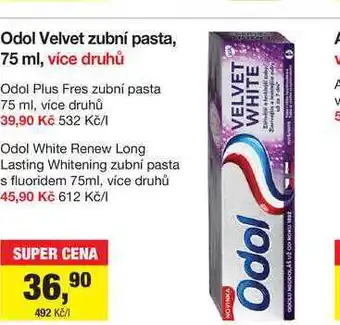 Šlak Odol Velvet zubní pasta, 75 ml, více druhů nabídka