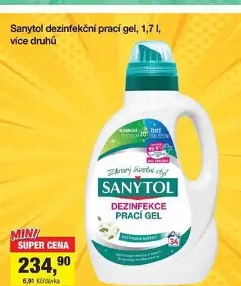 Šlak Sanytol dezinfekční prací gel, 1,7 l nabídka