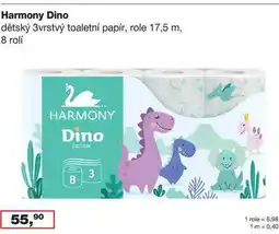 Ráj drogerie Harmony Dino dětský 3vrstvý toaletní papír, role 17,5 m, 8 rolí nabídka