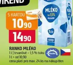 Terno Ranko mléko trvanlivé-1,5 % tukuanho 1l nabídka