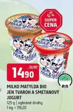 Terno Milko Matylda Bio tvaroh a smetanový jogurt 125g, vybrané druhy nabídka