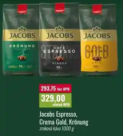 Ratio Jacobs Espresso, Crema Gold, Krönung 1000 g nabídka