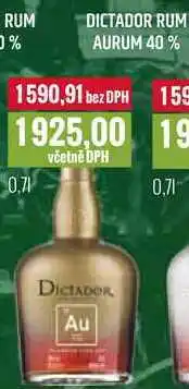 Ratio DICTADOR RUM AURUM 40% 0,7l nabídka