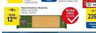 Tesco Hearty food co. těstoviny nabídka