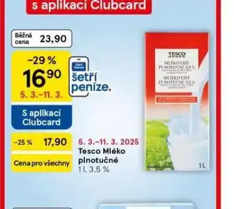 Tesco Trvanlivé mléko 3,5% nabídka