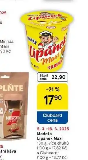 Tesco Madeta lipánek maxi nabídka