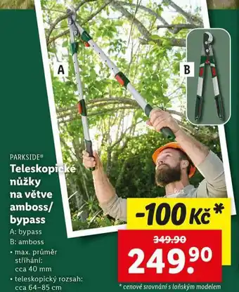 Lidl Teleskopické nůžky na větve amboss / bypass nabídka