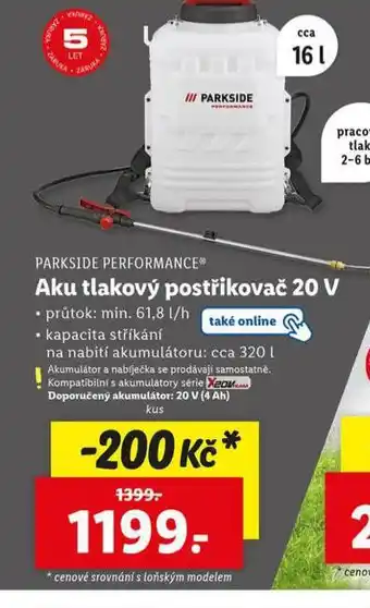 Lidl Aku tlakový postřikovač 20 v nabídka