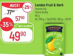 Globus London Fruit & Herb nabídka