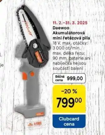 Tesco Daewoo akumulátorová mini řetězová pila nabídka