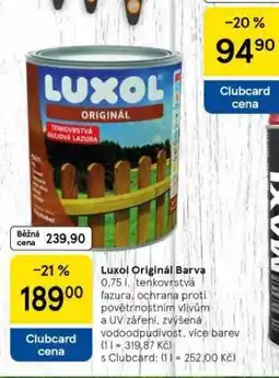 Tesco Luxol originální barva nabídka