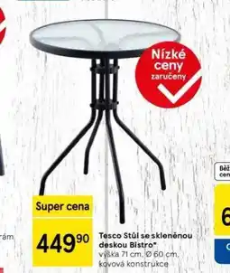 Tesco Stůl se skleněnou deskou bistro nabídka