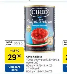 Tesco Cirio rajčata nabídka