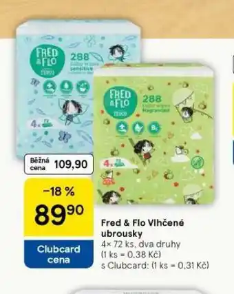 Tesco Fred & flo dětské vlhčené ubrousky nabídka