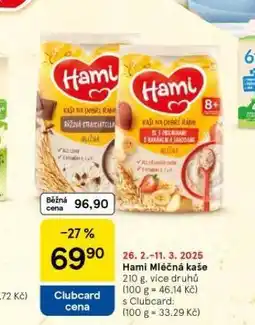 Tesco Hami mléčná kaše nabídka