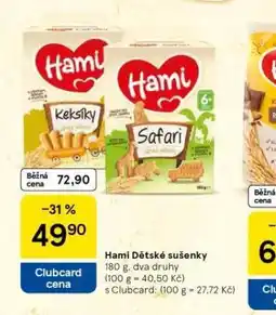 Tesco Hami dětské sušenky nabídka