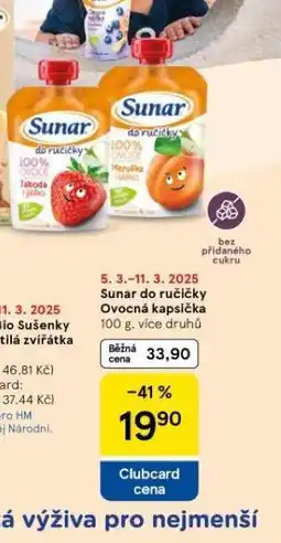 Tesco Sunar do ručičky ovocná kapsička nabídka