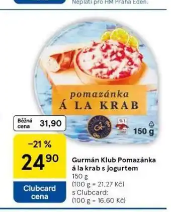 Tesco Gurmán klub pomazánka á la krab s jogurtem nabídka