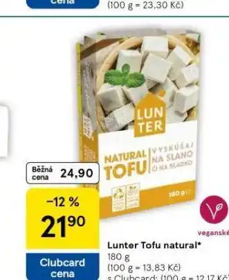 Tesco Lunter tofu natural nabídka