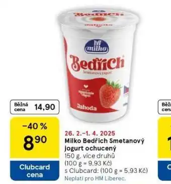 Tesco Milko bedřich smetanový jogurt ochucený nabídka