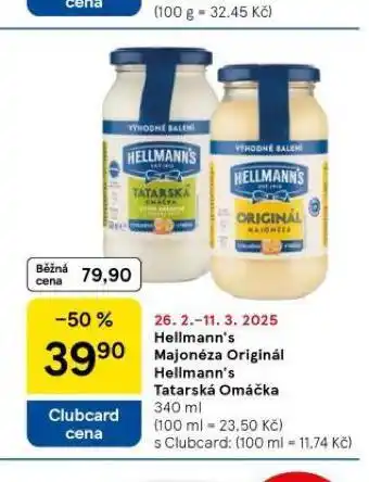 Tesco Hellmann´s tatarská omáčka, majonéza nabídka