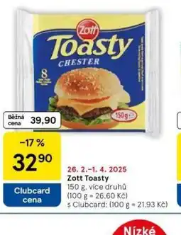 Tesco Zott toasty nabídka