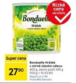 Tesco Bonduelle hrášek v mírně slaném nálevu nabídka