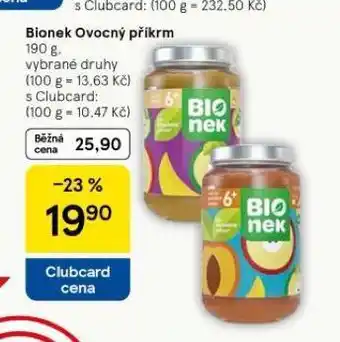 Tesco Bionek ovocný příkrm nabídka