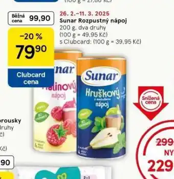 Tesco Sunar rozpustný nápoj nabídka