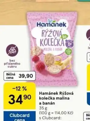 Tesco Hamánek rýžová kolečka malina a banán nabídka