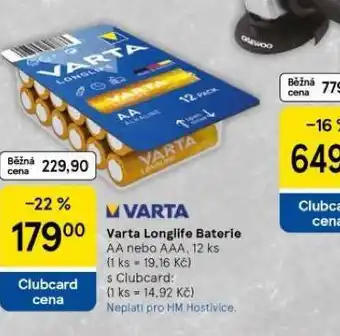 Tesco Varta long life baterie nabídka