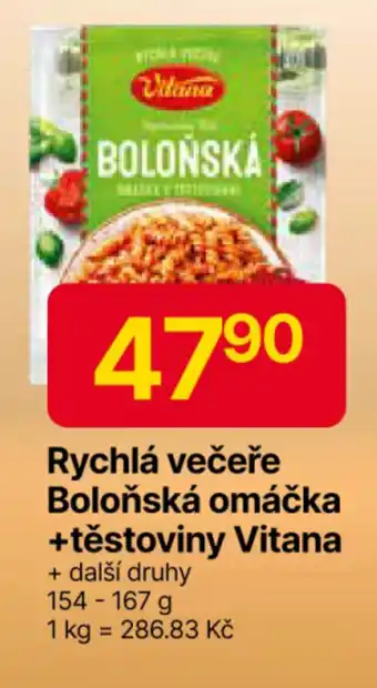 Hruška Rychlá večeře Boloňská omáčka +těstoviny Vitana nabídka