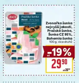 Billa Zvonařka šunka nejvyšší jakosti, pražská šunka, šunka cz 95%, bohemia šunka nabídka