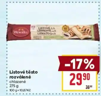 Billa Listové těsto rozválené nabídka