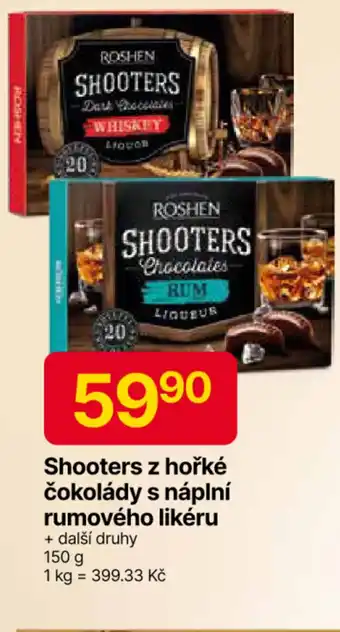 Hruška Shooters z hořké čokolády s náplní rumového likéru nabídka