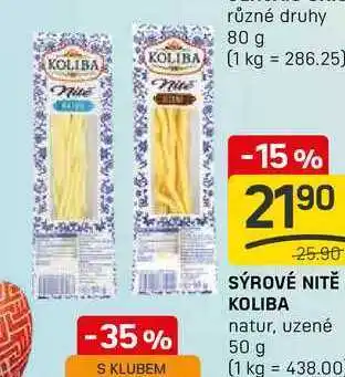 Flop SÝROVÉ NITĚ KOLIBA natur, uzené 50 g nabídka