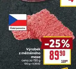 Billa Výrobek z mělněného masa cena za 750 g nabídka