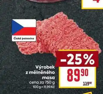 Billa Výrobek z mělněného masa cena za 750 g nabídka