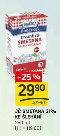 Flop JČ SMETANA 31% KE ŠLEHÁNÍ 250 ml nabídka