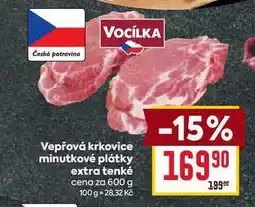 Billa Vepřová krkovice minutkové plátky extra tenké cena za 600 g nabídka