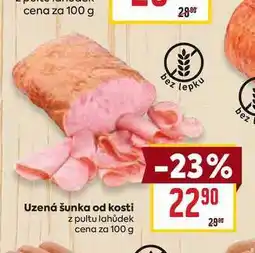 Billa Uzená šunka od kosti z pultu lahůdek cena za 100 g nabídka