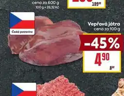 Billa Vepřová játra cena za 100 g nabídka