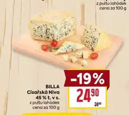 Billa BILLA Císařská Niva 45% t. vs. z pultu lahůdek cena za 100 g nabídka