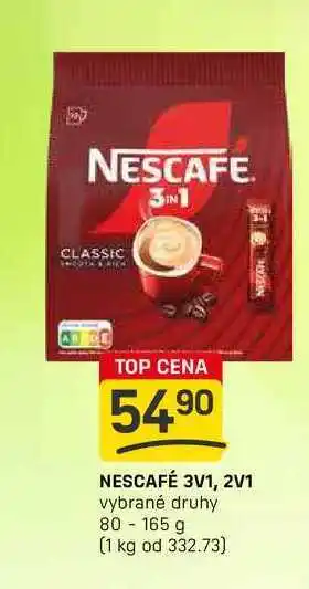 Flop NESCAFÉ 3V1, 2V1 vybrané druhy 80 - 165 g nabídka