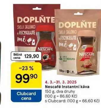 Tesco Nescafé Instantní káva, 150 g nabídka