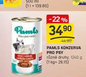 Flop PAMLS KONZERVA PRO PSY různé druhy, 1240 g nabídka