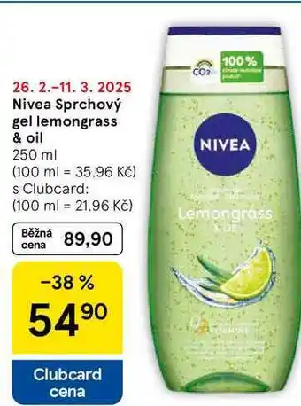 Tesco Nivea Sprchový gel lemongrass & oil, 250 ml nabídka